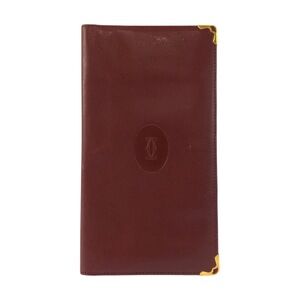 CARTIER Cartier Must Line Bordeaux Gold Hardware Leather Long Wallet Billfold...